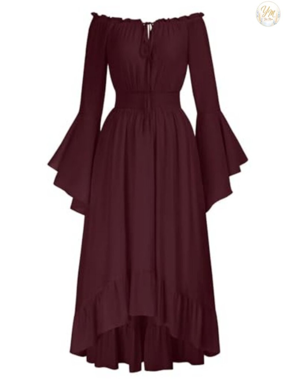 Renaissance Dress Off Shoulder Bell Sleeve High Low Chemise Costume
